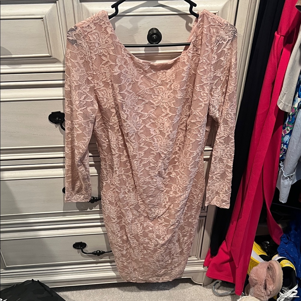 Elegant Lace Pink Dress